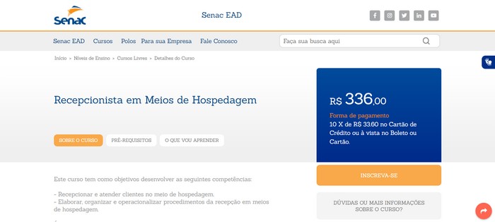 Curso Recepcionista em Meios de Hospedagem