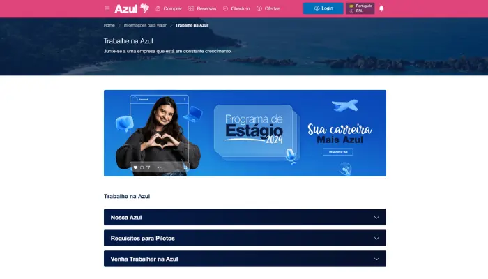 jovem aprendiz azul linhas aéreas