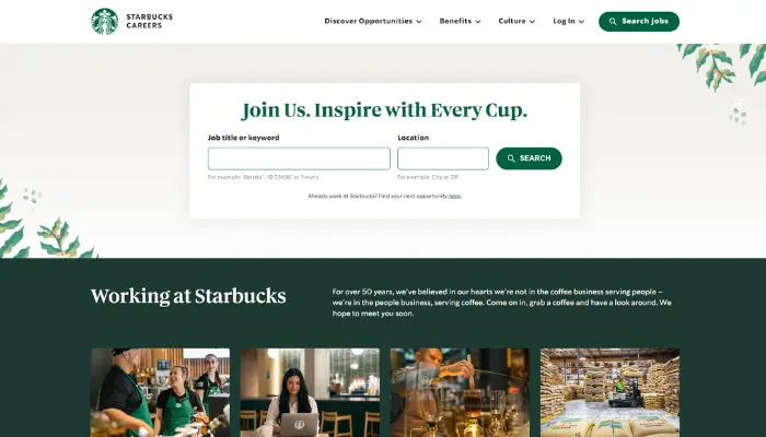 Available Jobs at Starbucks